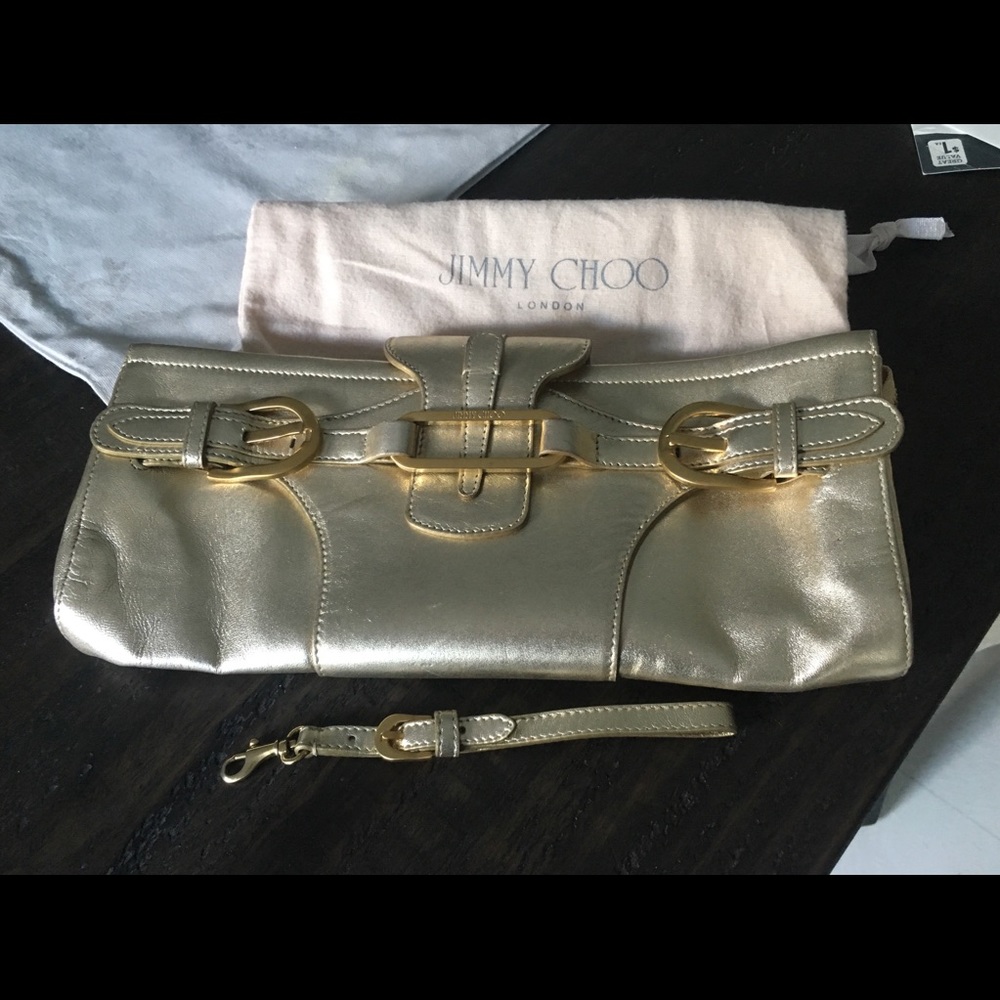 Jimmy Choo wristlet Tulita Gold authentic
